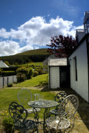 Stone patio and seating area